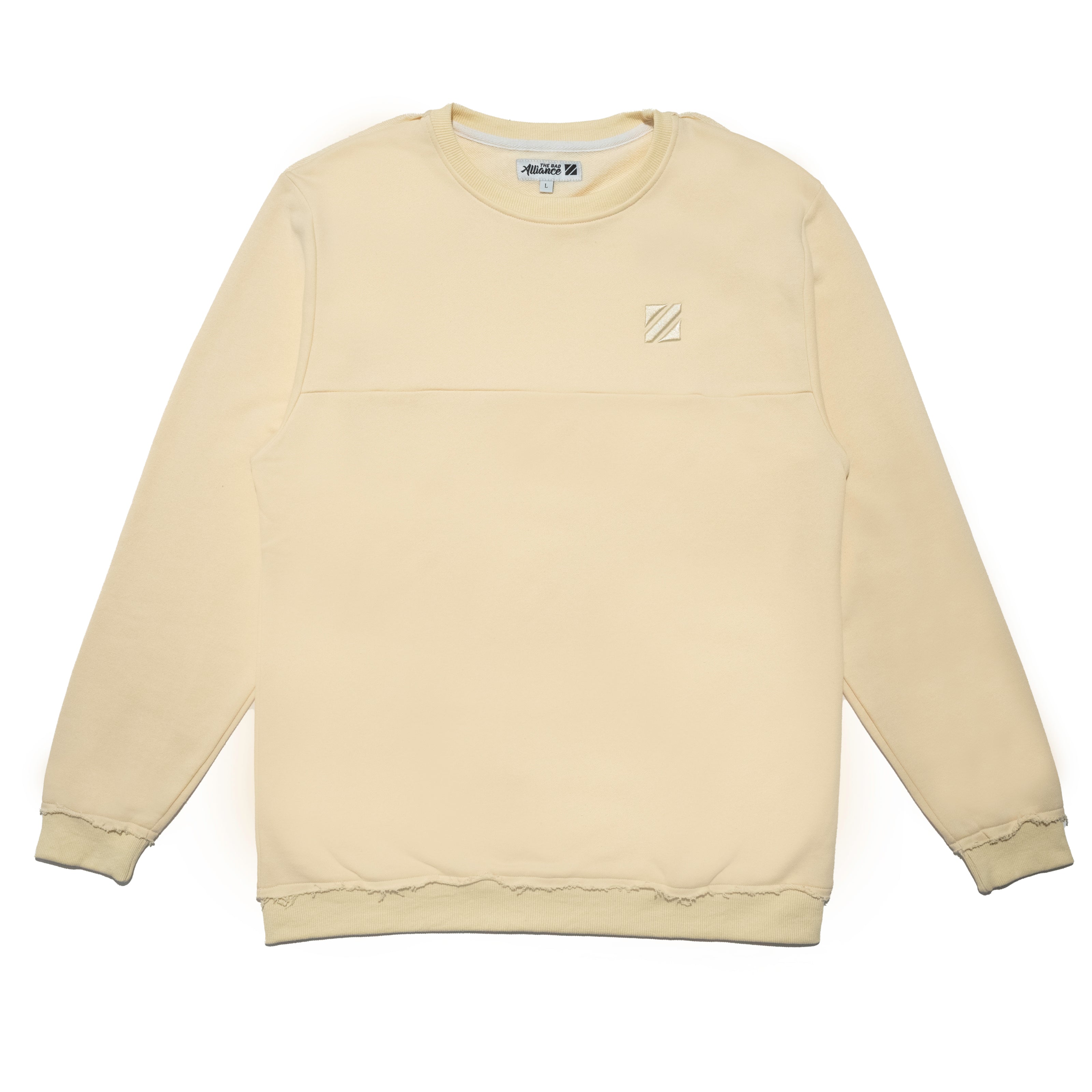 CREAM DISTRESSED CREW NECK