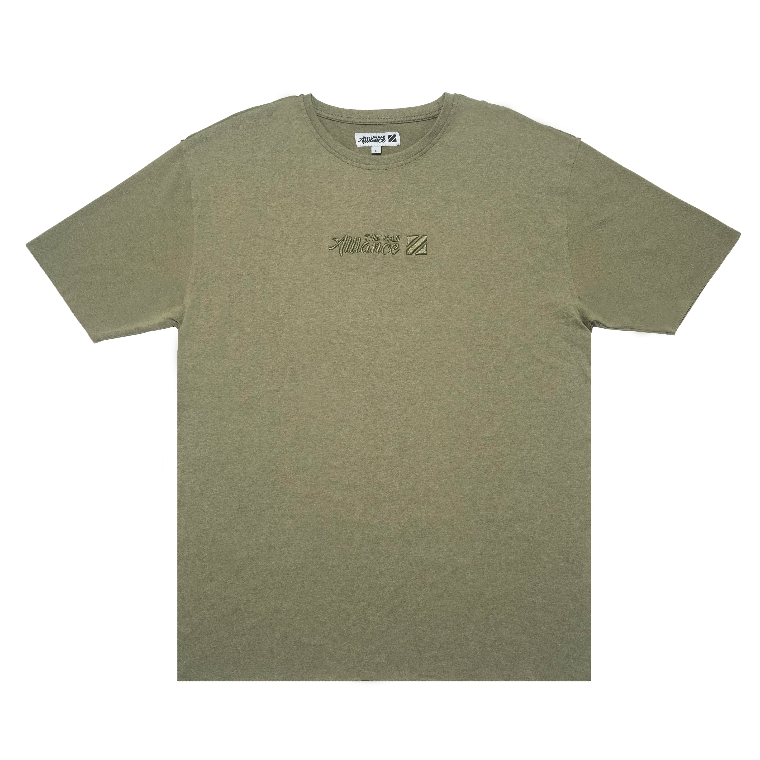 OLIVE RAW EDGE TEE