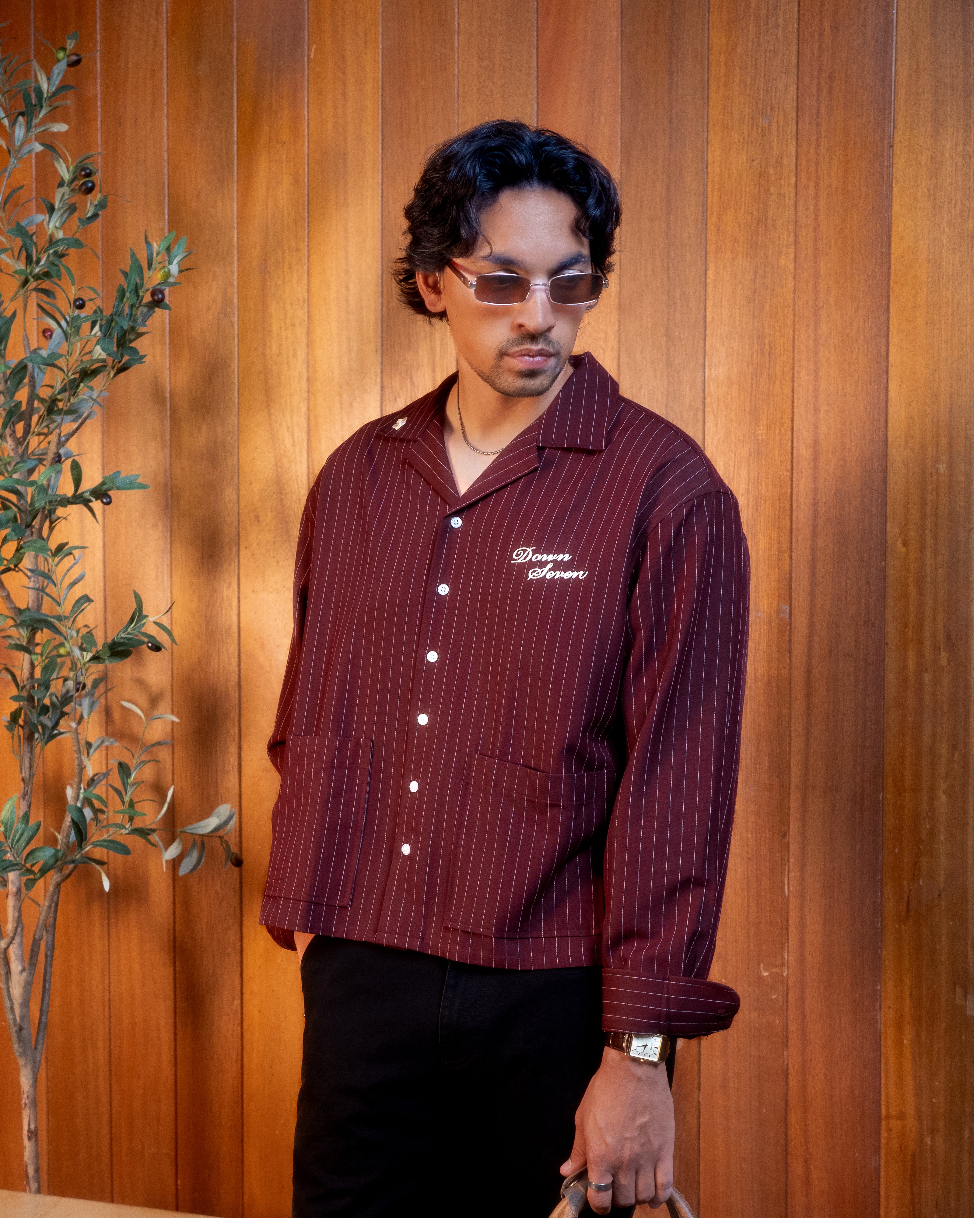 Nagare Stripe Shirt Burgundy