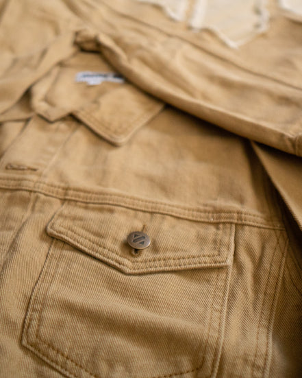 DISTRESSED LATTE DENIM JACKET