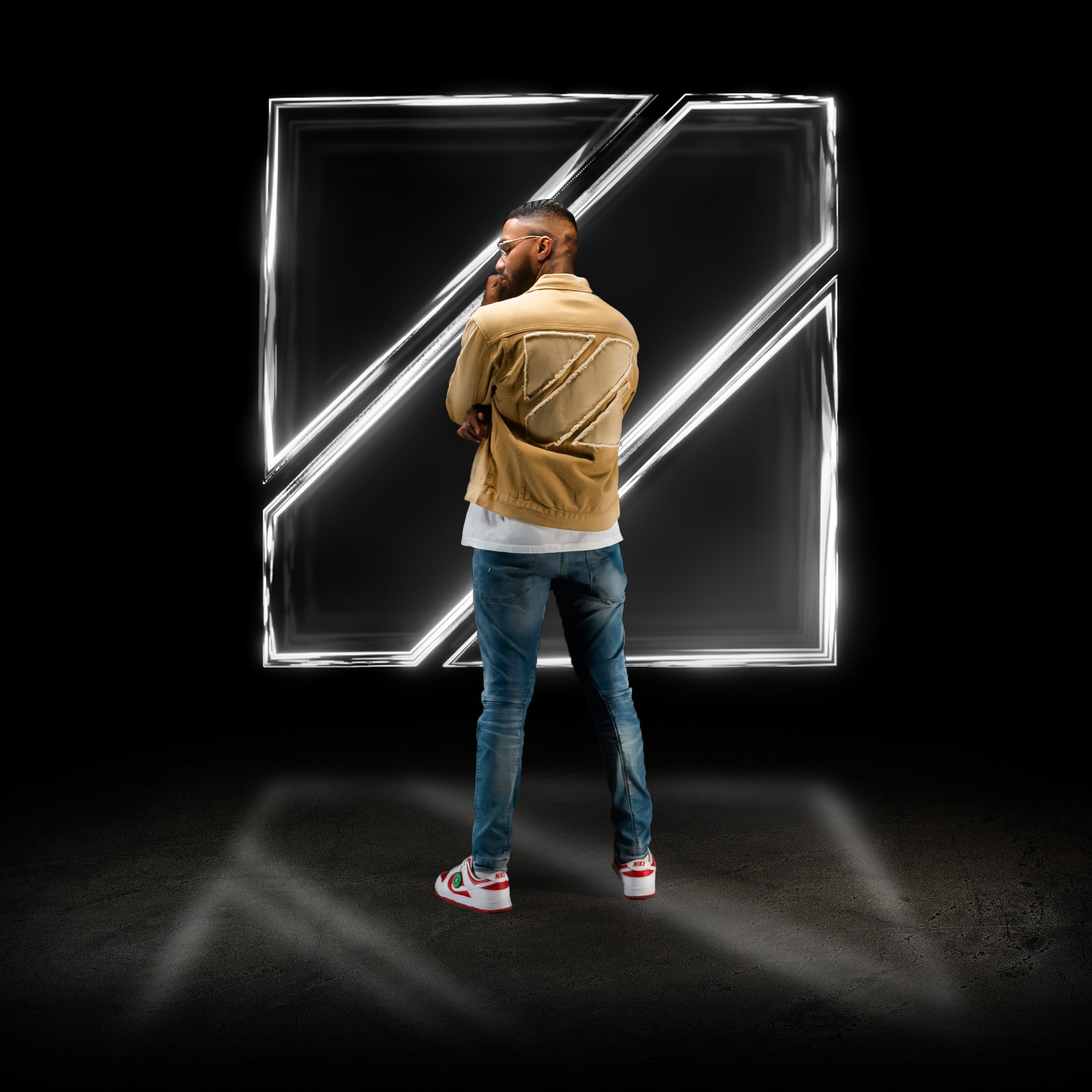 DISTRESSED LATTE DENIM JACKET