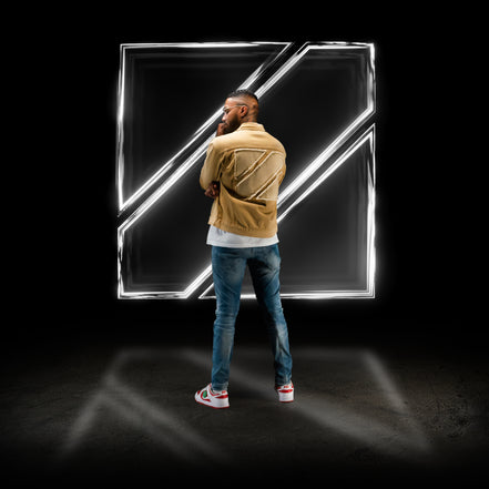 DISTRESSED LATTE DENIM JACKET