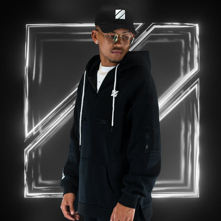 BLACK VERTICAL HOODIE