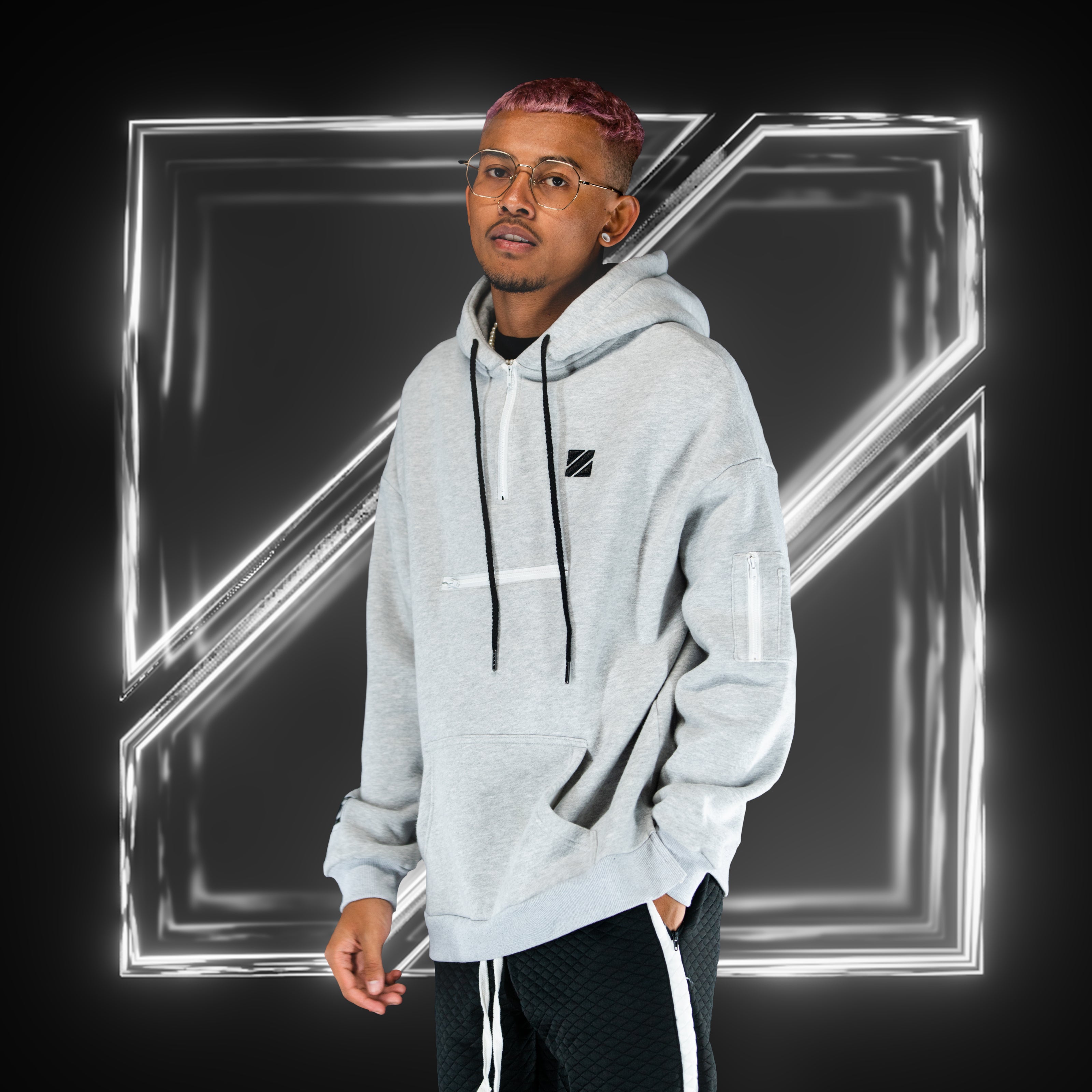 GREY VERTICAL HOODIE